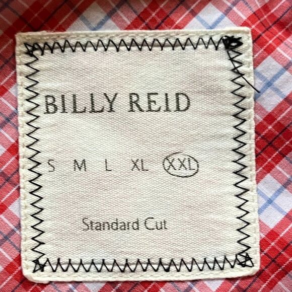 BILLY REID Red Check Gingham Long Sleeve 100% Cotton Shirt   Mens Size XL - Picture 3 of 8